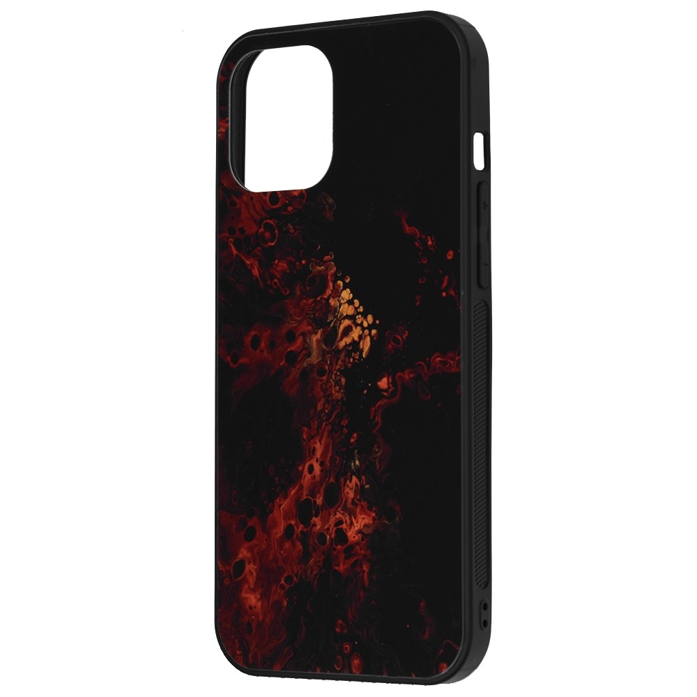 iPhone 12 Pro Max Θήκη Με Πλαίσιο Σιλικόνης Και Όψη Γυαλιού Glass Protective Case Red Nebula
