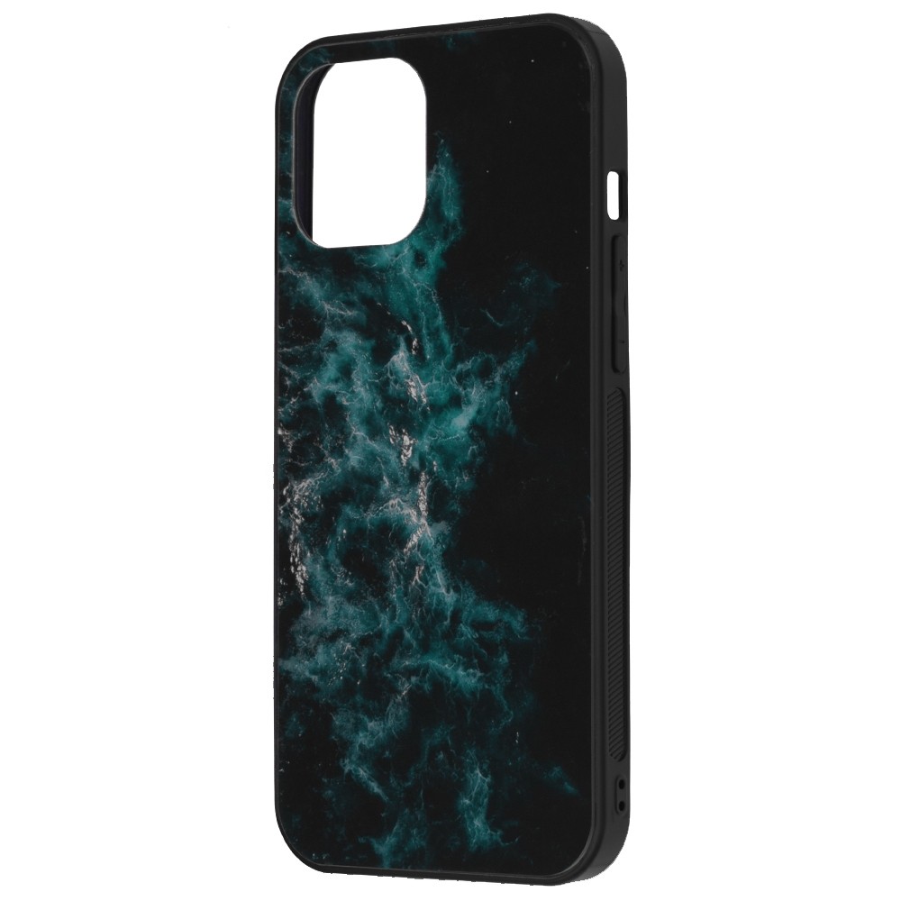 iPhone 12 Pro Max Θήκη Με Πλαίσιο Σιλικόνης Και Όψη Γυαλιού Glass Protective Case Blue Nebula