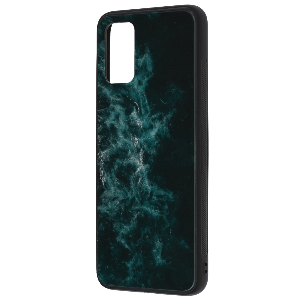 Samsung Galaxy A03s Θήκη Με Πλαίσιο Σιλικόνης Και Όψη Γυαλιού Glass Protective Case Blue Nebula