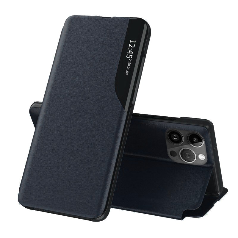 iPhone 14 Pro Θήκη Βιβλίο Μπλε Eco Leather View Case Blue
