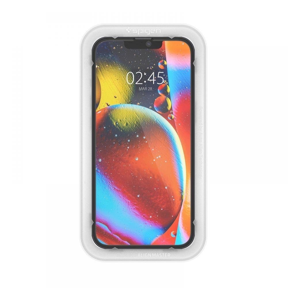 iPhone 14 / 13 / 13 Pro Προστατευτικό Τζαμάκι Μαύρο Tempered Glass Spigen ALM GLASS FC Black