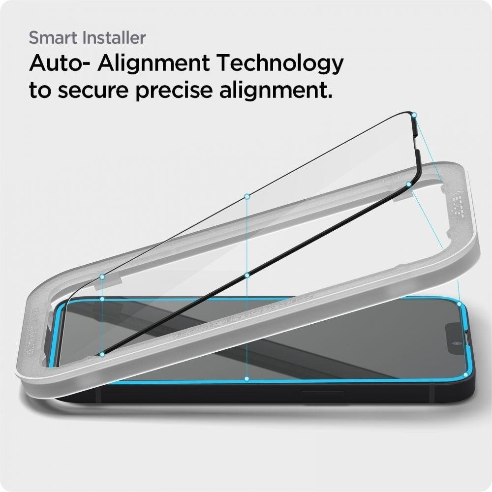 iPhone 14 / 13 / 13 Pro Προστατευτικό Τζαμάκι Μαύρο Tempered Glass Spigen ALM GLASS FC Black