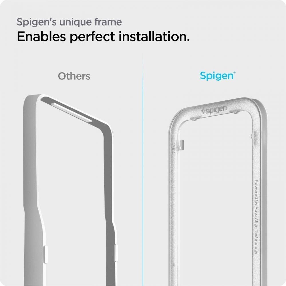 iPhone 14 / 13 / 13 Pro Προστατευτικό Τζαμάκι Μαύρο Tempered Glass Spigen ALM GLASS FC Black