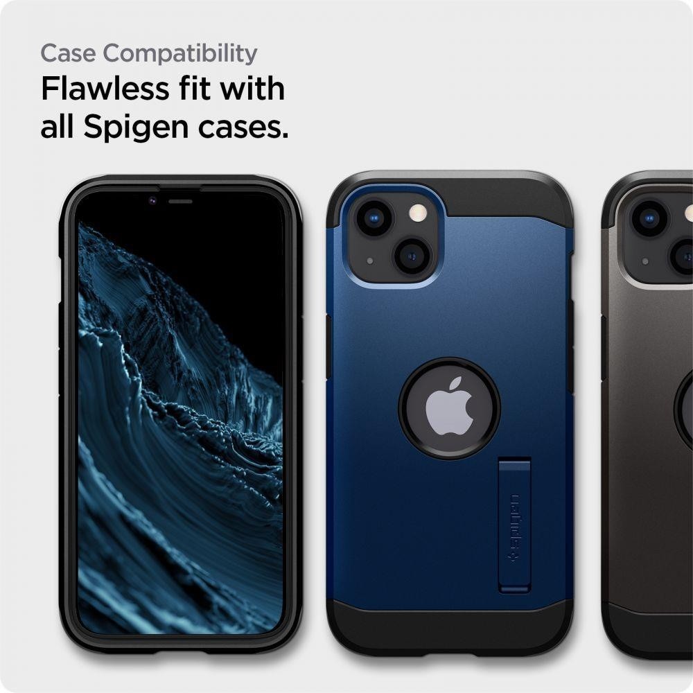 iPhone 14 / 13 / 13 Pro Προστατευτικό Τζαμάκι Μαύρο Tempered Glass Spigen ALM GLASS FC Black