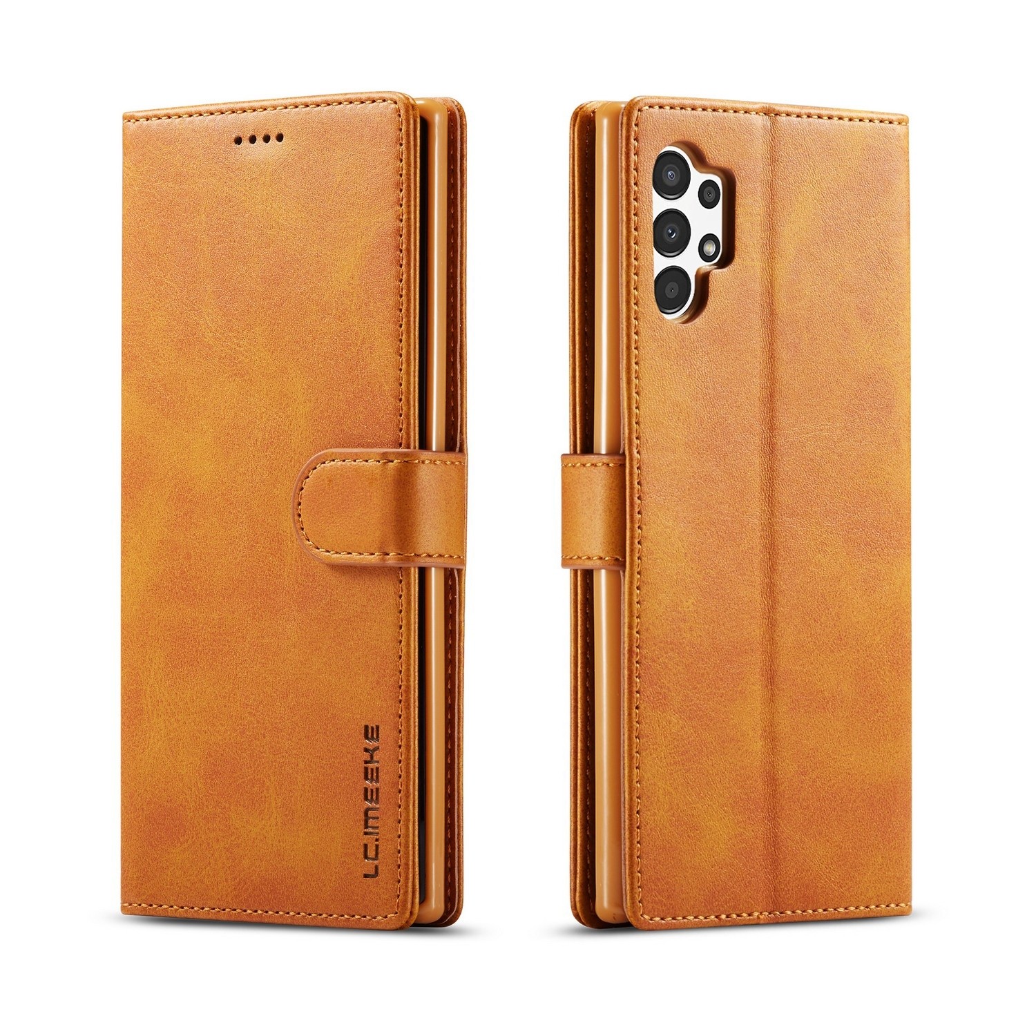 Samsung Galaxy A13 4G Θήκη Βιβλίο Ανοιχτό Καφέ LC.IMEEKE Calf Texture Phone Case Light Brown