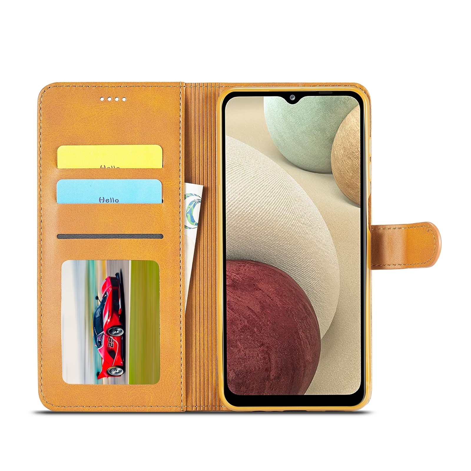Samsung Galaxy A13 4G Θήκη Βιβλίο Ανοιχτό Καφέ LC.IMEEKE Calf Texture Phone Case Light Brown