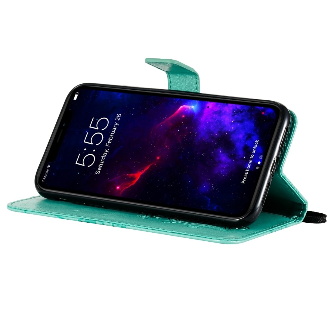 iPhone 11 Θήκη Βιβλίο Πράσινο Με Πεταλούδες Pressed Printing Butterfly Pattern Horizontal Flip Case Green