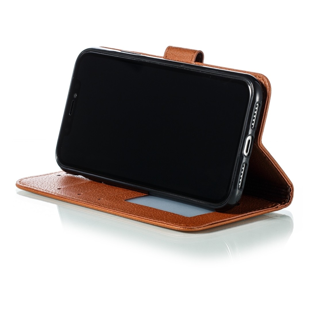 iPhone 11 Θήκη Βιβλίο Καφέ Feather Pattern Litchi Texture Horizontal Flip Case Brown