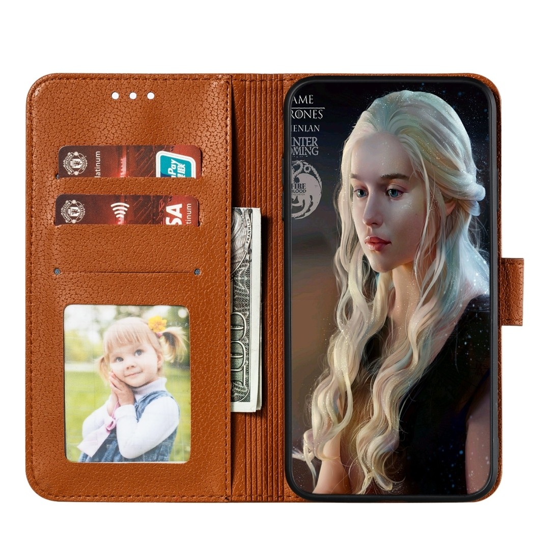 iPhone 11 Θήκη Βιβλίο Καφέ Feather Pattern Litchi Texture Horizontal Flip Case Brown