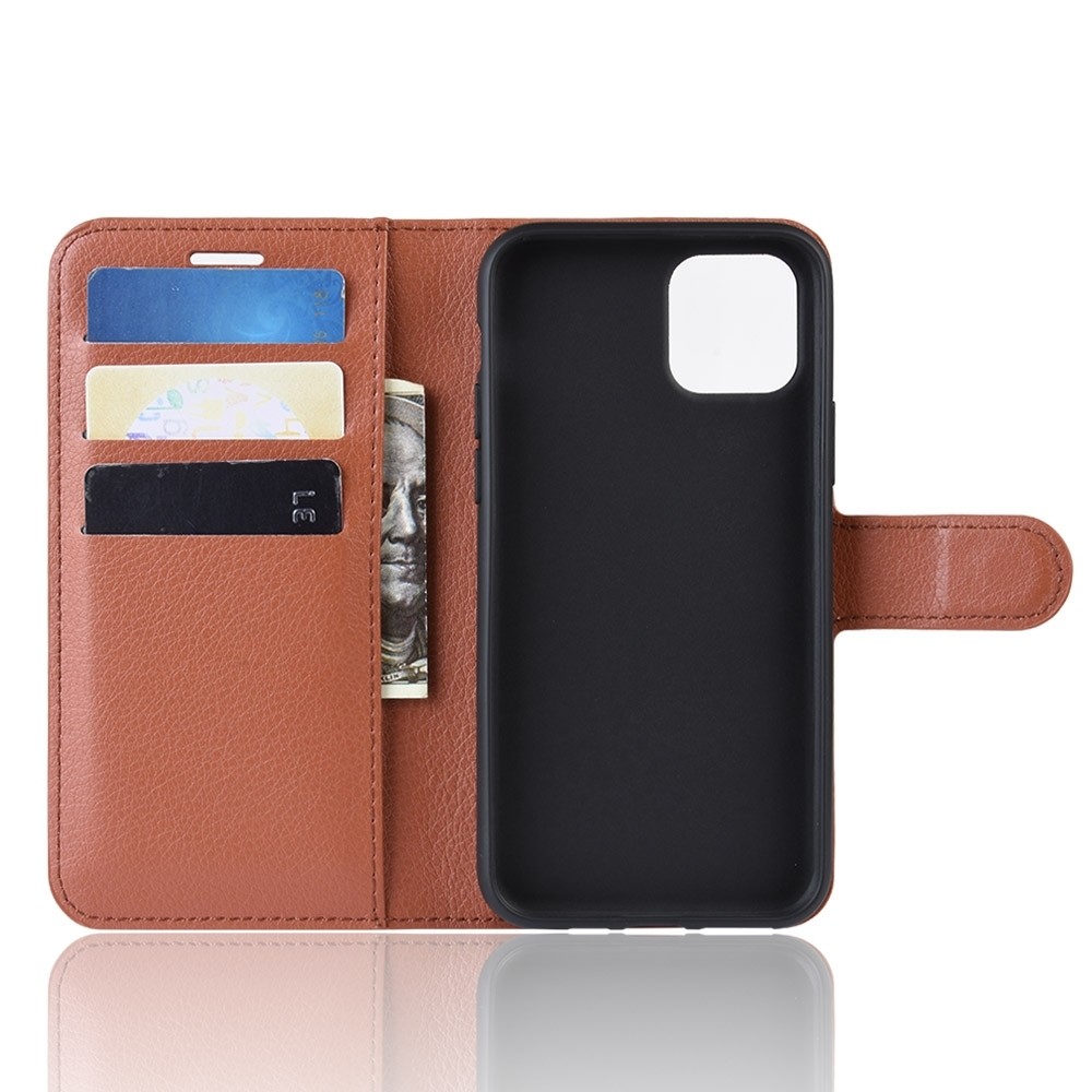 iPhone 11 Θήκη Βιβλίο Καφέ Litchi Texture Horizontal Flip Case Brown