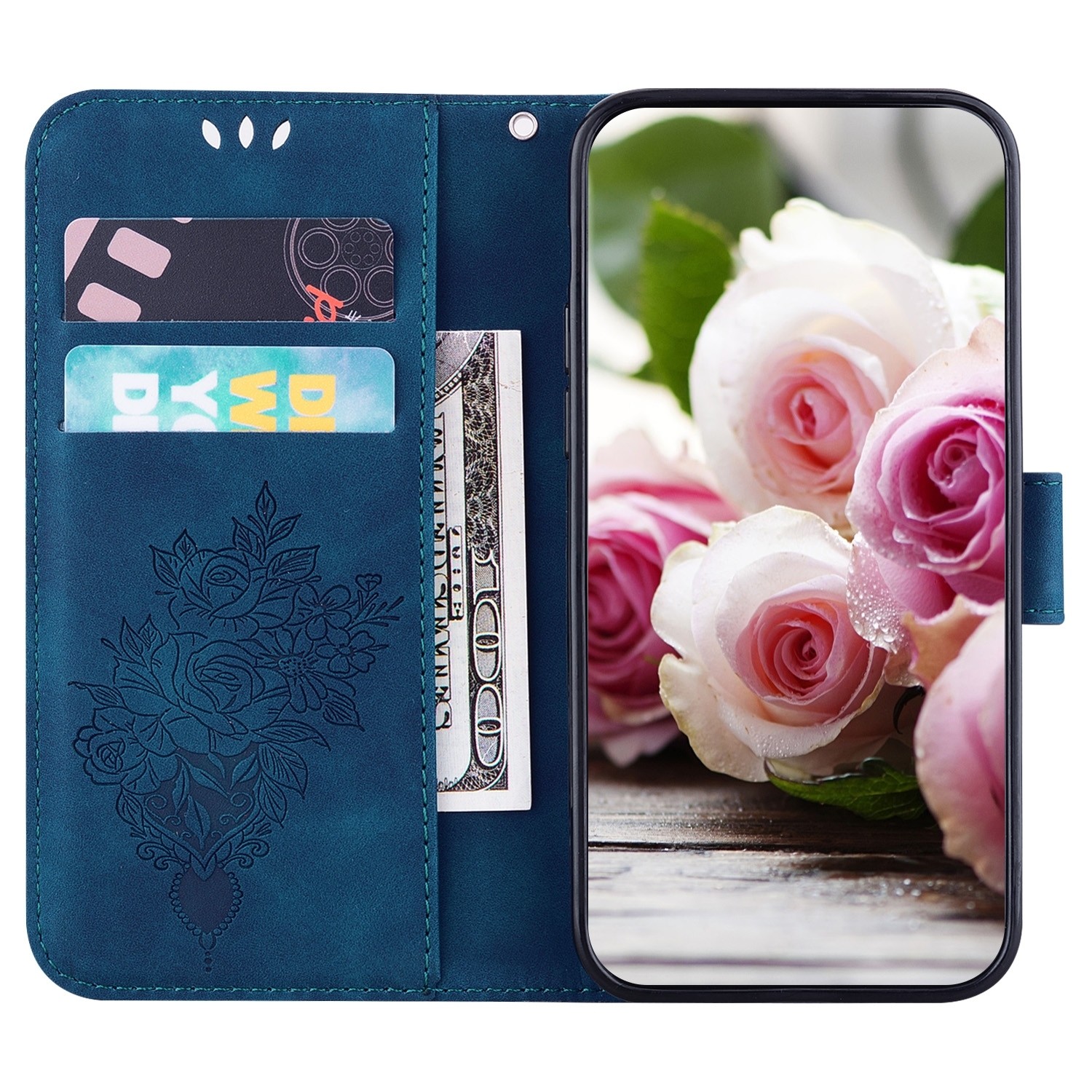 Samsung Galaxy A33 5G Θήκη Βιβλίο Μπλε Butterfly Rose Embossed Phone Case Blue