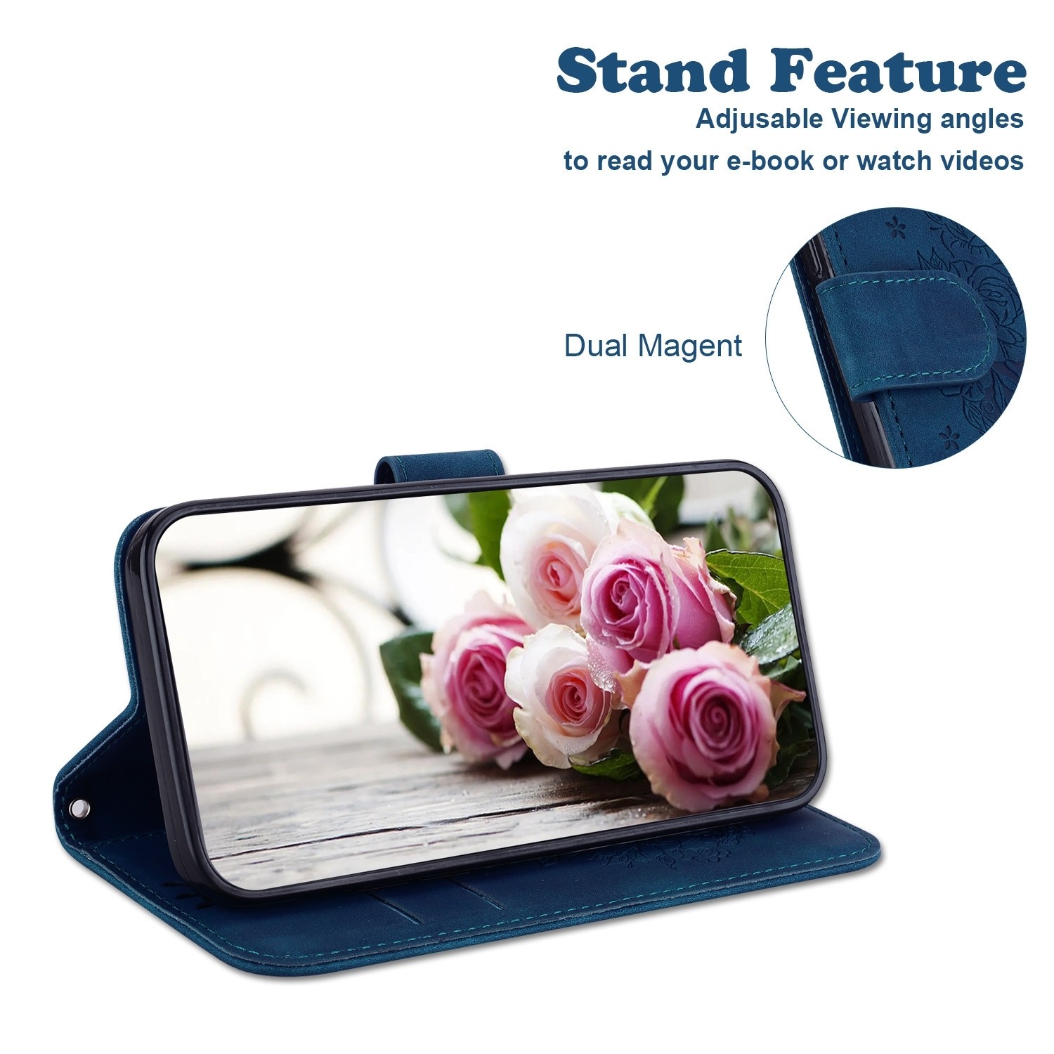 Samsung Galaxy A33 5G Θήκη Βιβλίο Μπλε Butterfly Rose Embossed Phone Case Blue