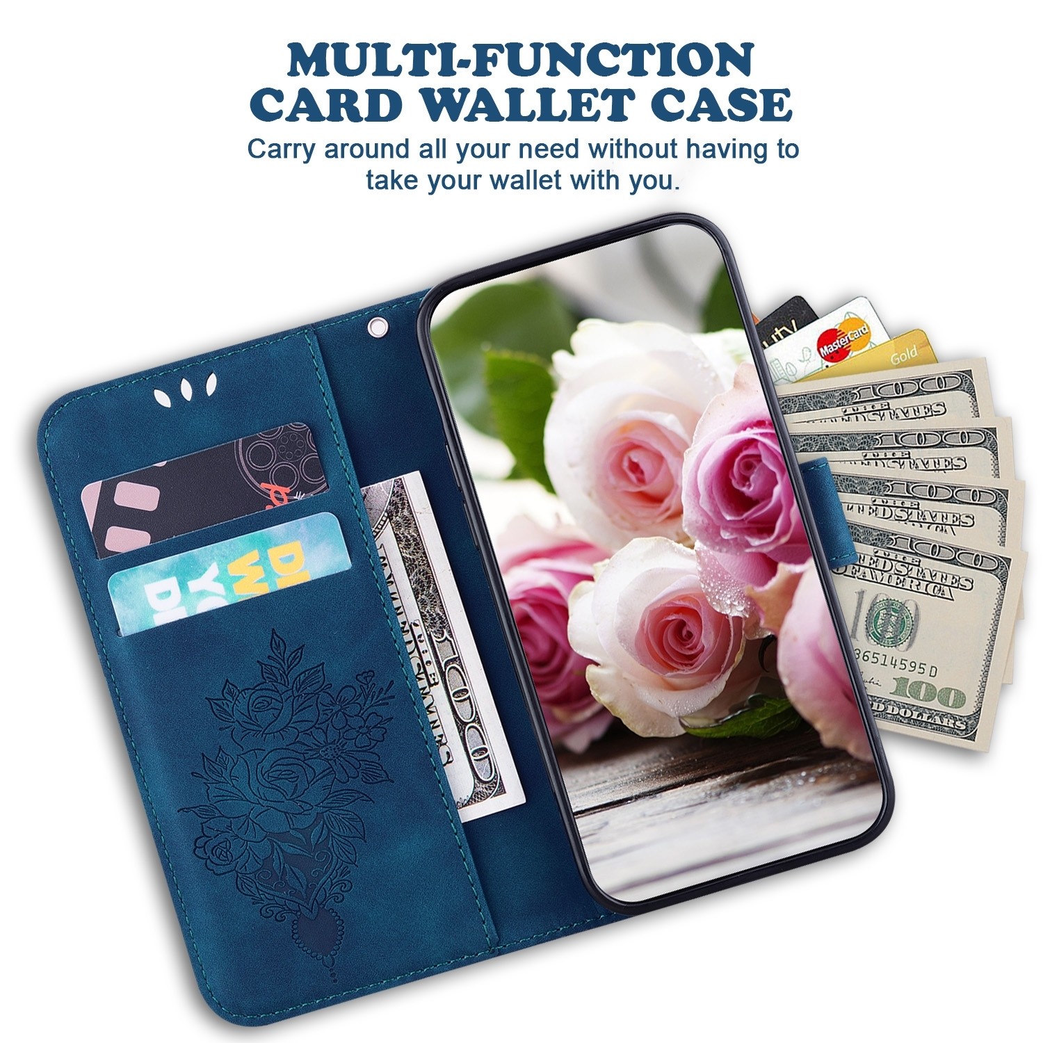 Samsung Galaxy A33 5G Θήκη Βιβλίο Μπλε Butterfly Rose Embossed Phone Case Blue