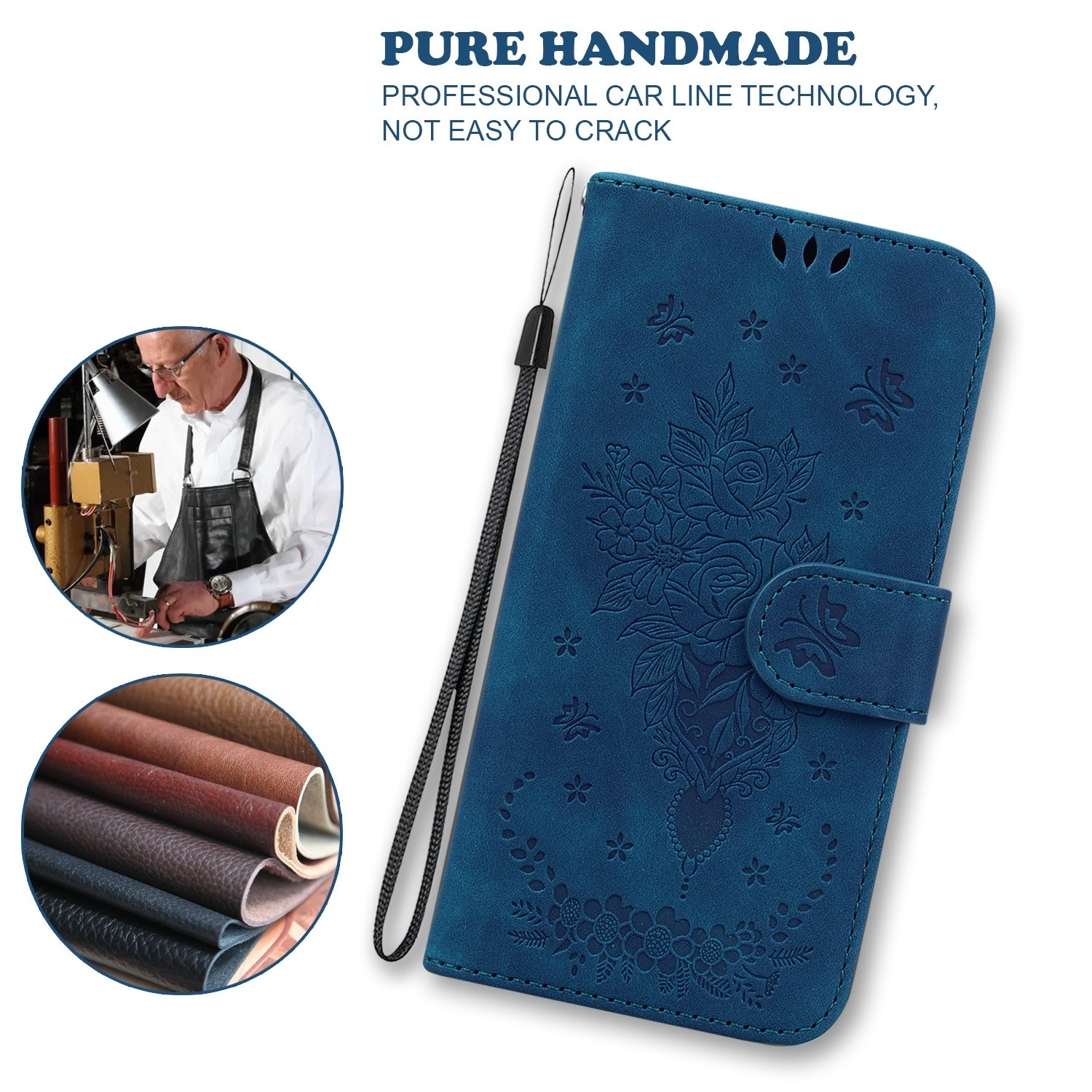 Samsung Galaxy A33 5G Θήκη Βιβλίο Μπλε Butterfly Rose Embossed Phone Case Blue