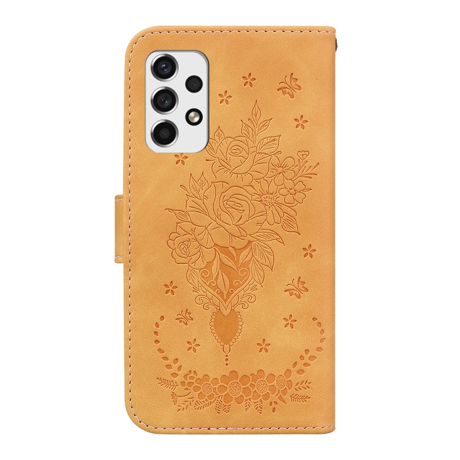 Samsung Galaxy A33 5G Θήκη Βιβλίο Κίτρινο Butterfly Rose Embossed Phone Case Yellow