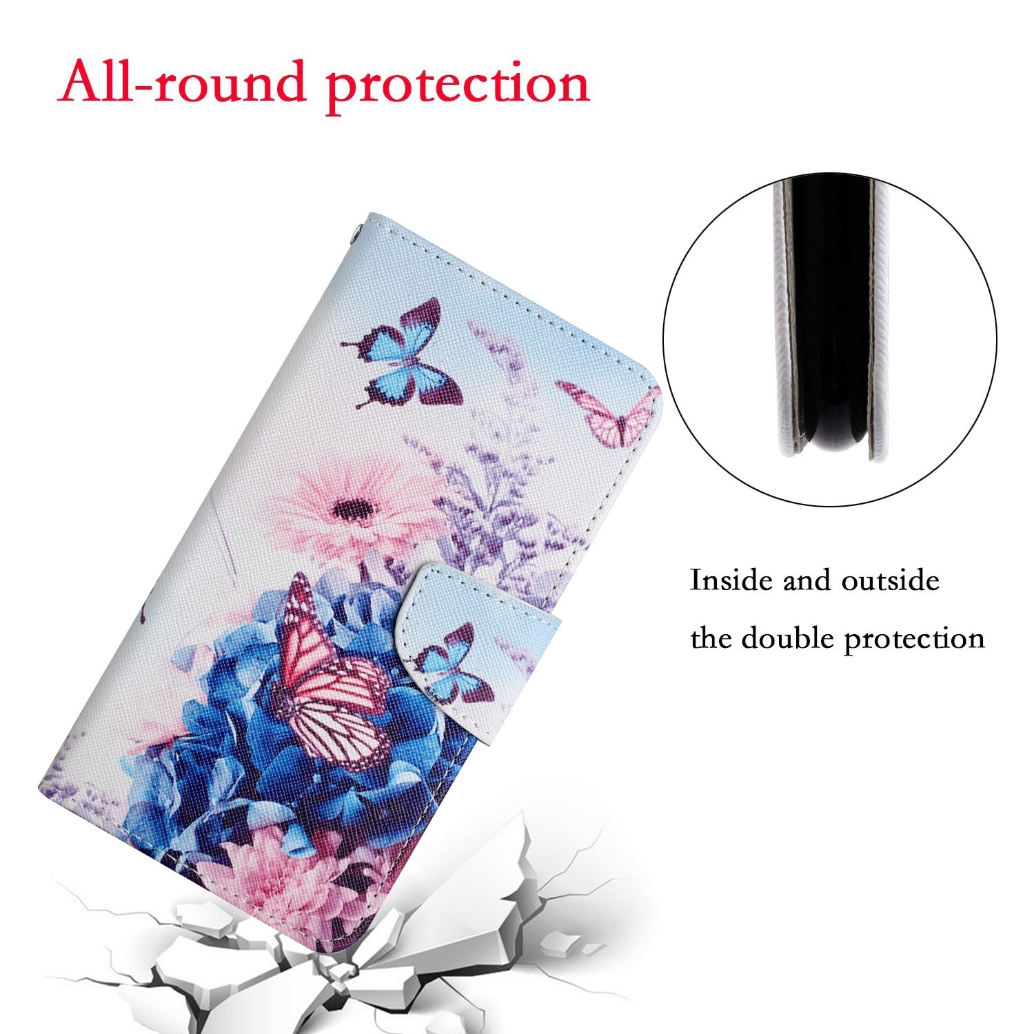 Samsung Galaxy A33 5G Θήκη Βιβλίο Painted Pattern Horizontal Flip Phone Case Purple Butterfly