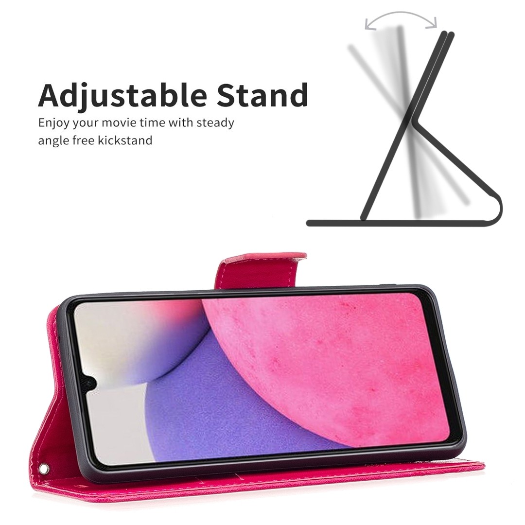 Samsung Galaxy A33 5G Θήκη Βιβλίο Φούξια Two Butterflies Embossing Phone Case Fuchsia
