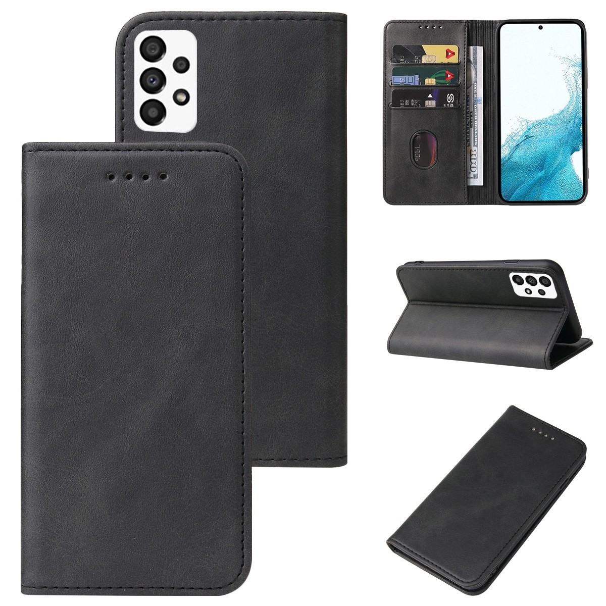 Samsung Galaxy A33 5G Θήκη Βιβλίο Μαύρο Calf Texture Magnetic Flip Phone Case Black