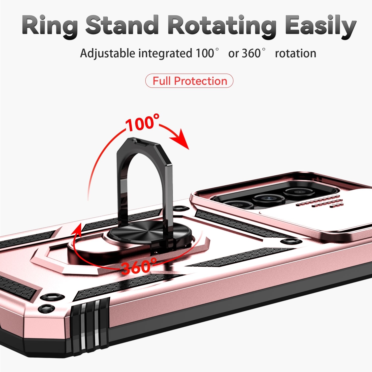 Samsung Galaxy A14 4G / A14 5G Θήκη Ροζ - Χρυσή Με Σταντ Sliding Camshield Holder Phone Case Rose - Gold