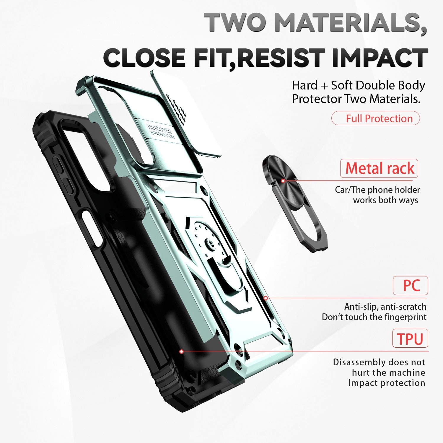 Samsung Galaxy A14 4G / A14 5G Θήκη Σκούρο Πράσινη Με Σταντ Sliding Camshield Holder Phone Case Dark Green