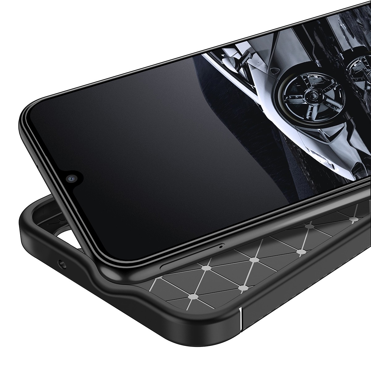 Samsung Galaxy A14 4G / A14 5G Θήκη Σιλικόνης Μαύρη Carbon Fiber Texture Shockproof TPU Phone Case Black