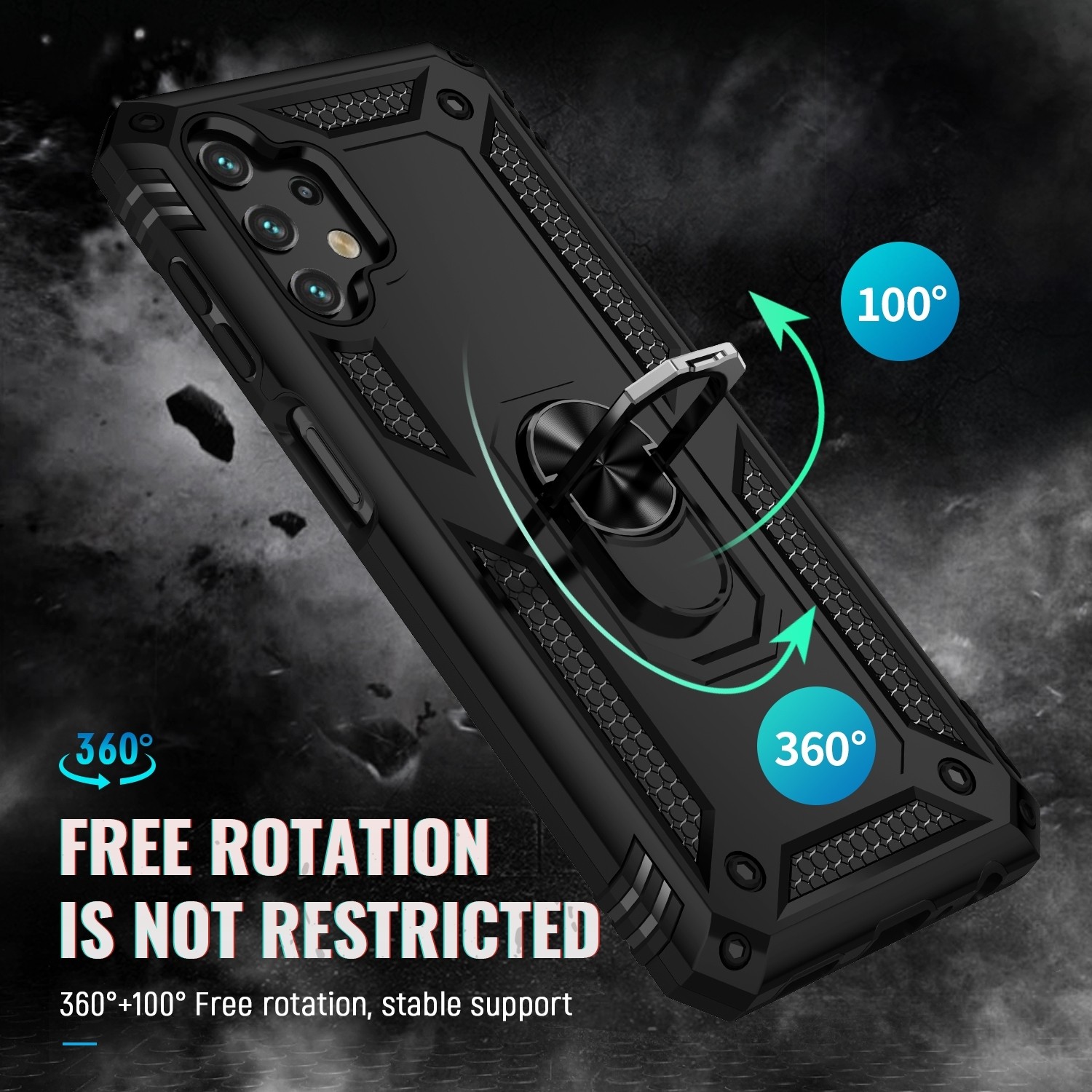 Samsung Galaxy A13 4G Θήκη Μαύρη Με Σταντ Shockproof TPU + PC Phone Case with Holder Black