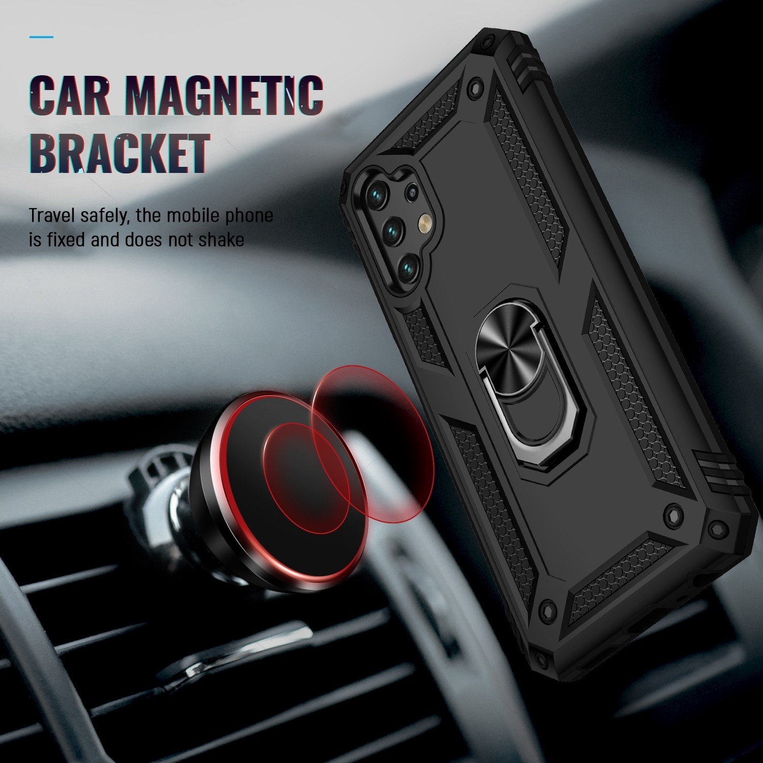 Samsung Galaxy A13 4G Θήκη Μαύρη Με Σταντ Shockproof TPU + PC Phone Case with Holder Black