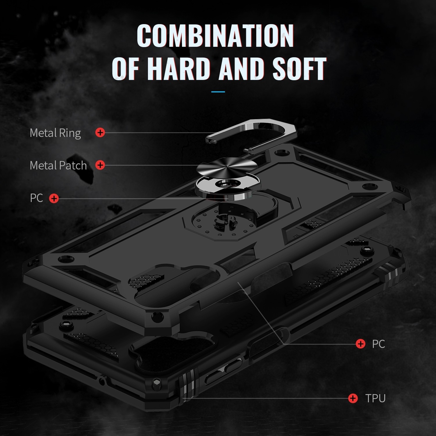 Samsung Galaxy A13 4G Θήκη Μαύρη Με Σταντ Shockproof TPU + PC Phone Case with Holder Black