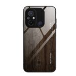 Xiaomi Redmi 12C Θήκη Μαύρη Με Πλαίσιο Σιλικόνης Και Όψη Γυαλιού Wood Grain Glass Phone Case Black