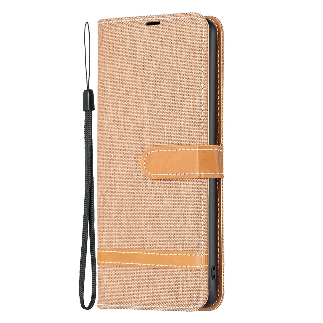 Xiaomi Redmi 12C Θήκη Βιβλίο Καφέ Color Block Denim Texture Phone Case Brown