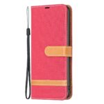 Xiaomi Redmi 12C Θήκη Βιβλίο Κόκκινο Color Block Denim Texture Phone Case Red