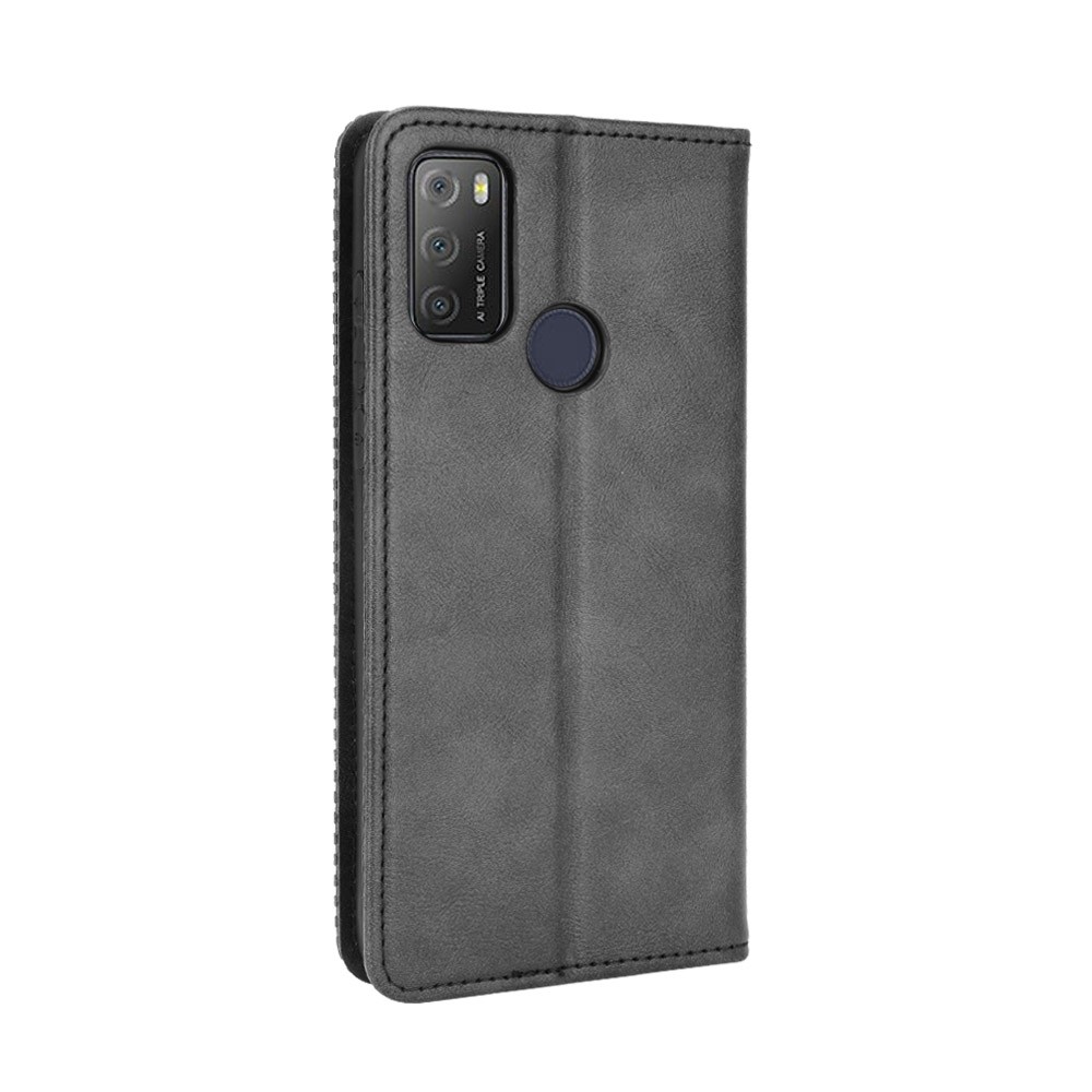 TCL 20Y / Alcatel 1S 2021 Θήκη Βιβλίο Μαύρο Magnetic Buckle Retro Texture Phone Case Black