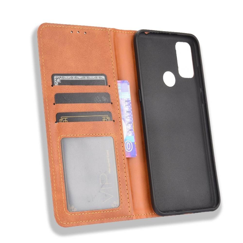 TCL 20Y / Alcatel 1S 2021 Θήκη Βιβλίο Καφέ Magnetic Buckle Retro Texture Phone Case Brown