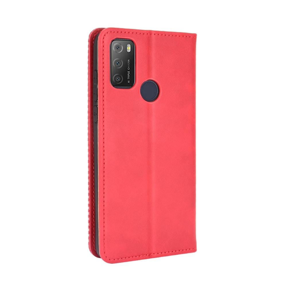 TCL 20Y / Alcatel 1S 2021 Θήκη Βιβλίο Κόκκινο Magnetic Buckle Retro Texture Phone Case Red