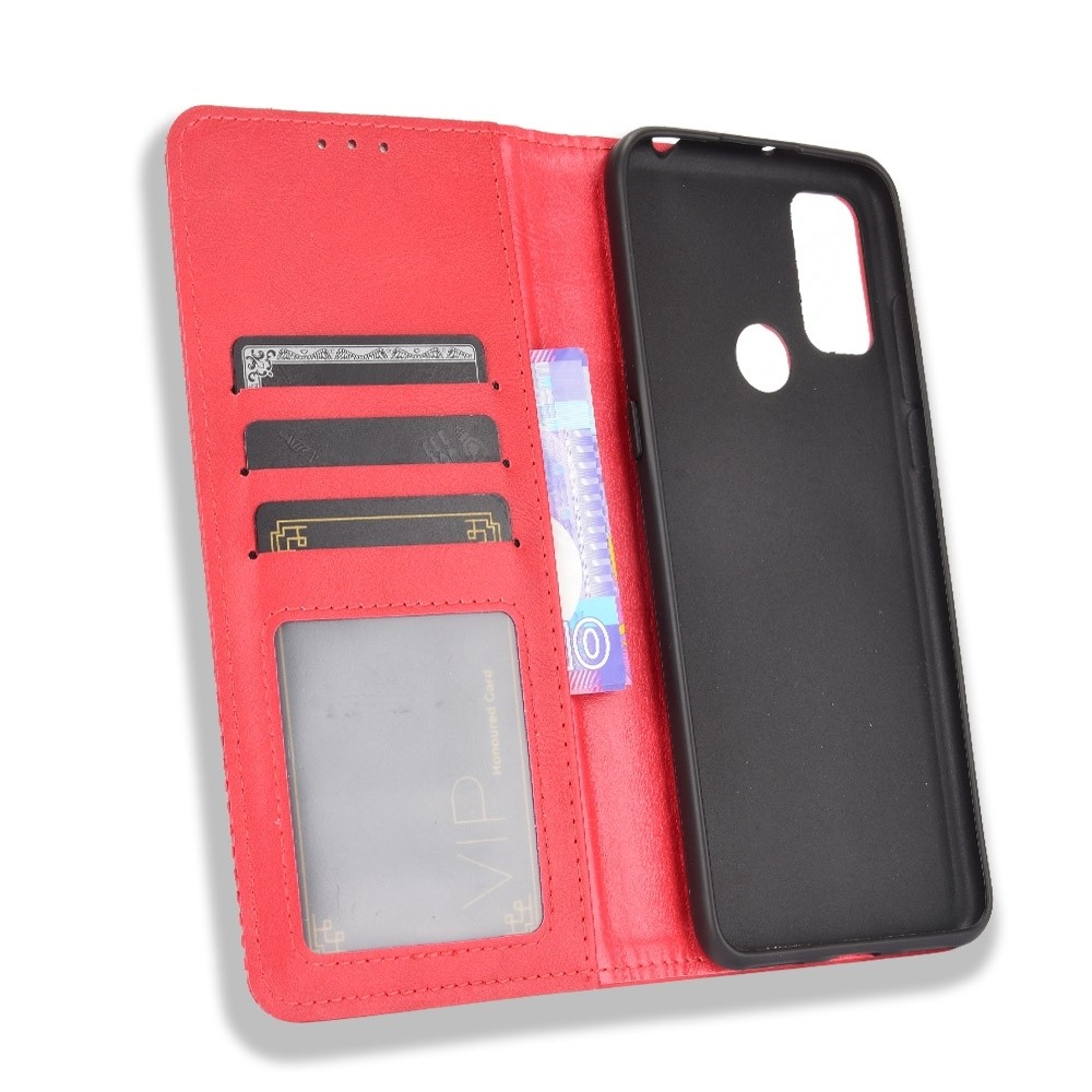 TCL 20Y / Alcatel 1S 2021 Θήκη Βιβλίο Κόκκινο Magnetic Buckle Retro Texture Phone Case Red