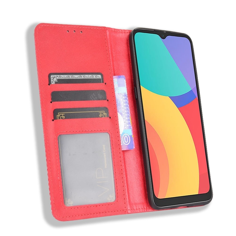 TCL 20Y / Alcatel 1S 2021 Θήκη Βιβλίο Κόκκινο Magnetic Buckle Retro Texture Phone Case Red