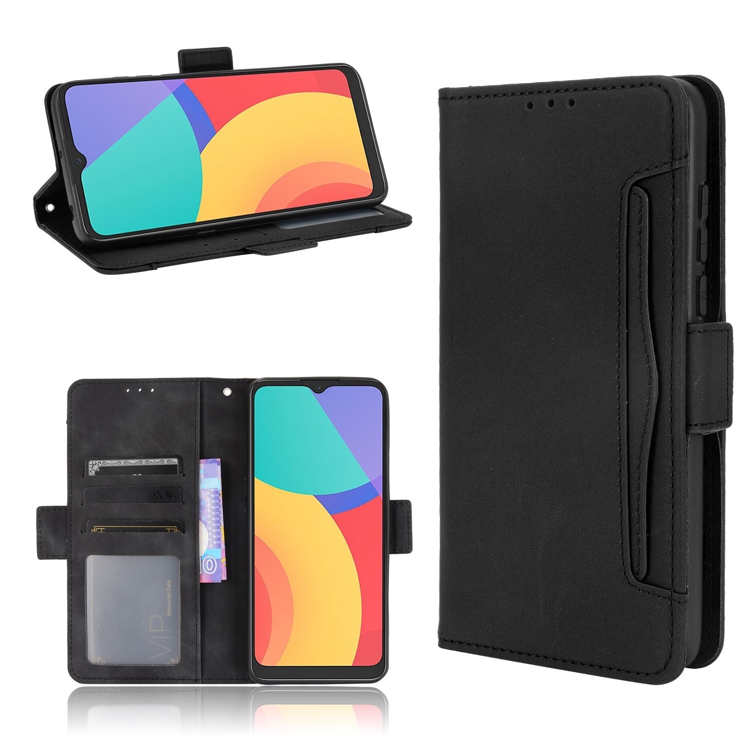 TCL 20Y / Alcatel 1S 2021 Θήκη Βιβλίο Μαύρο Skin Feel Calf Pattern Phone Case Black