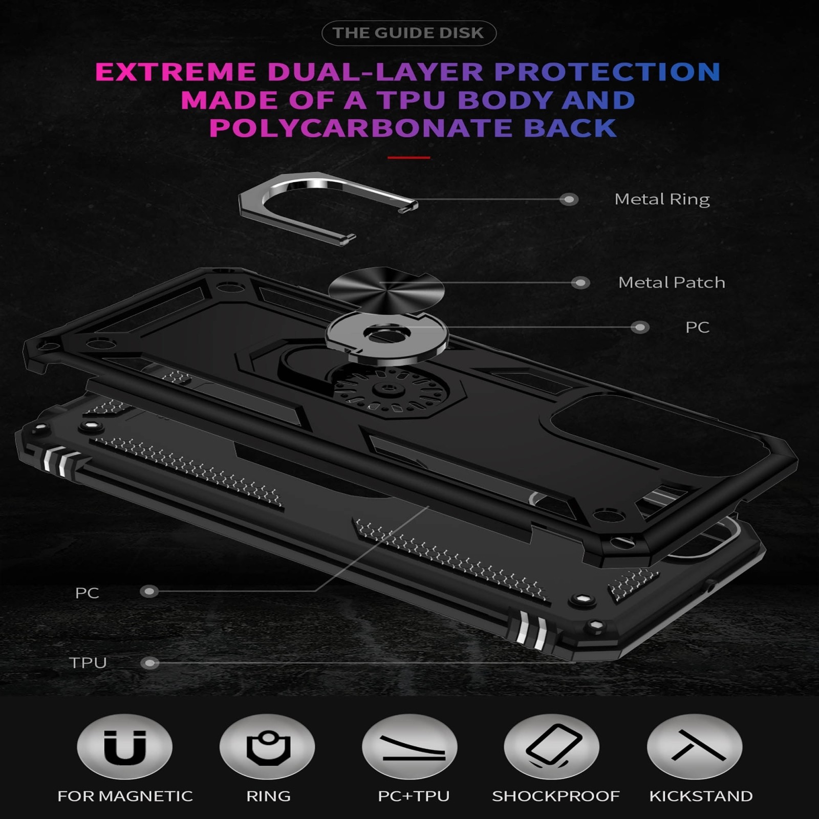 Samsung Galaxy M23 5G Θήκη Μαύρη Με Σταντ Shockproof TPU + PC Holder Phone Case Black