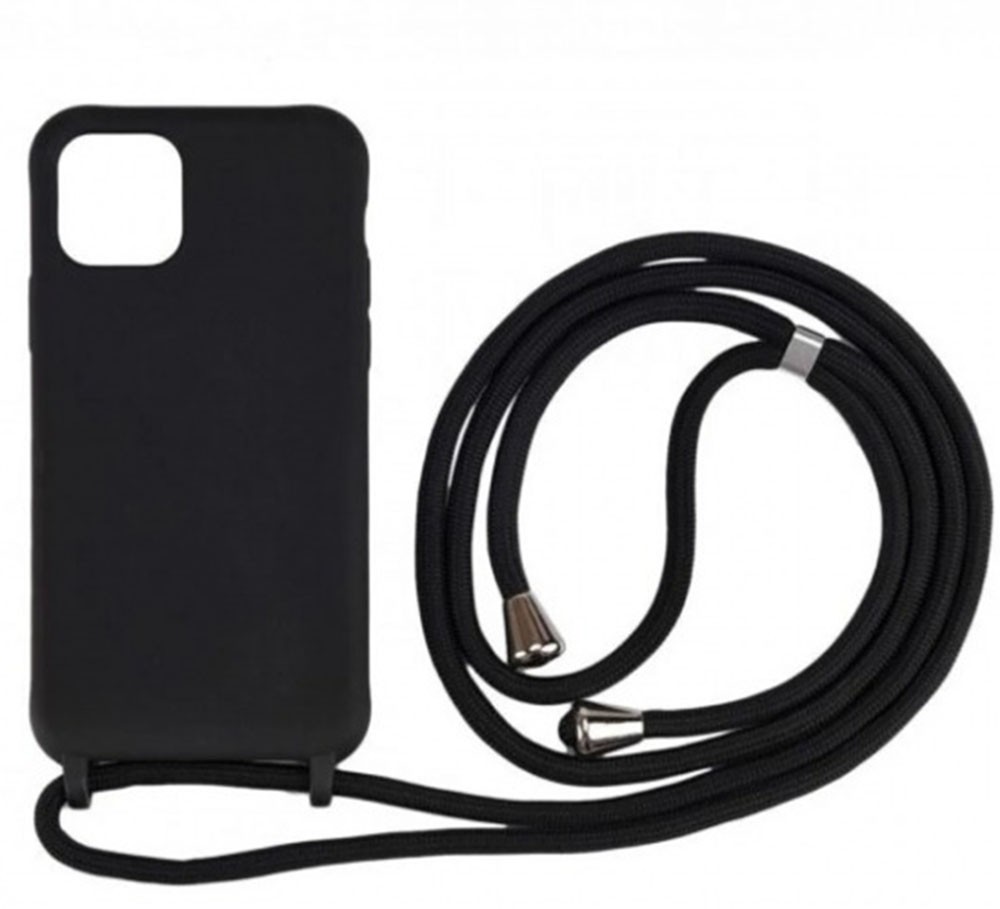 Forcell iPhone 14 Pro Soft Touch Θήκη Σιλικόνης με Λουράκι - Black
