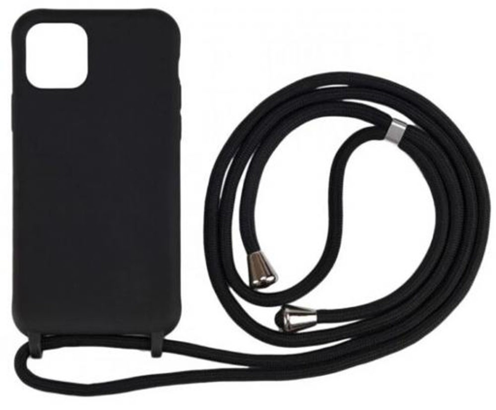 Forcell iPhone 14 Plus Soft Touch Θήκη Σιλικόνης Με Λουράκι - Black