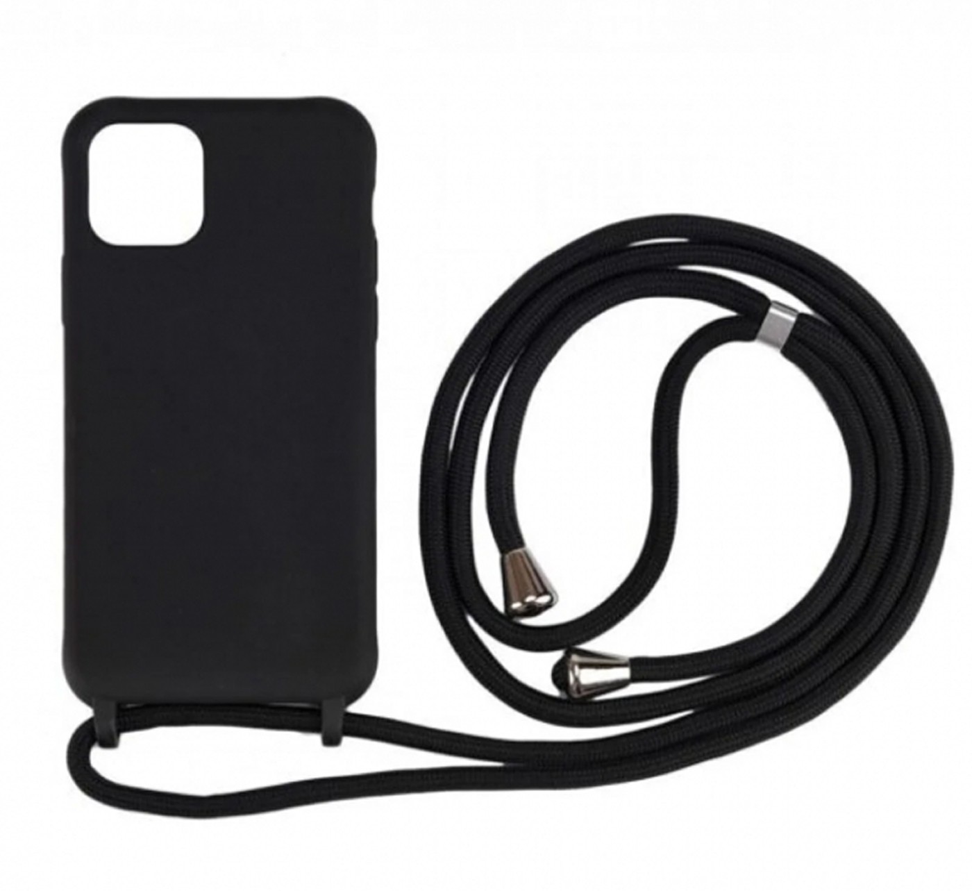 Forcell iPhone 14 Pro Max Soft Touch Θήκη Σιλικόνης με Λουράκι - Black