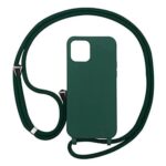Forcell iPhone 14 Pro Max Soft Touch Θήκη Σιλικόνης με Λουράκι - Dark Green