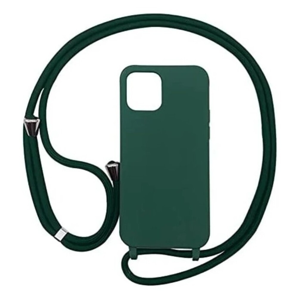 Forcell iPhone 14 Pro Max Soft Touch Θήκη Σιλικόνης με Λουράκι - Dark Green