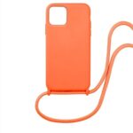Forcell iPhone 14 Pro Max Soft Touch Θήκη Σιλικόνης με Λουράκι - Orange