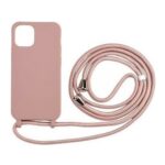 Forcell iPhone 14 Pro Soft Touch Θήκη Σιλικόνης με Λουράκι - Pink Sand