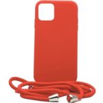 Forcell iPhone 14 Soft Touch Θήκη Σιλικόνης με Λουράκι - Red