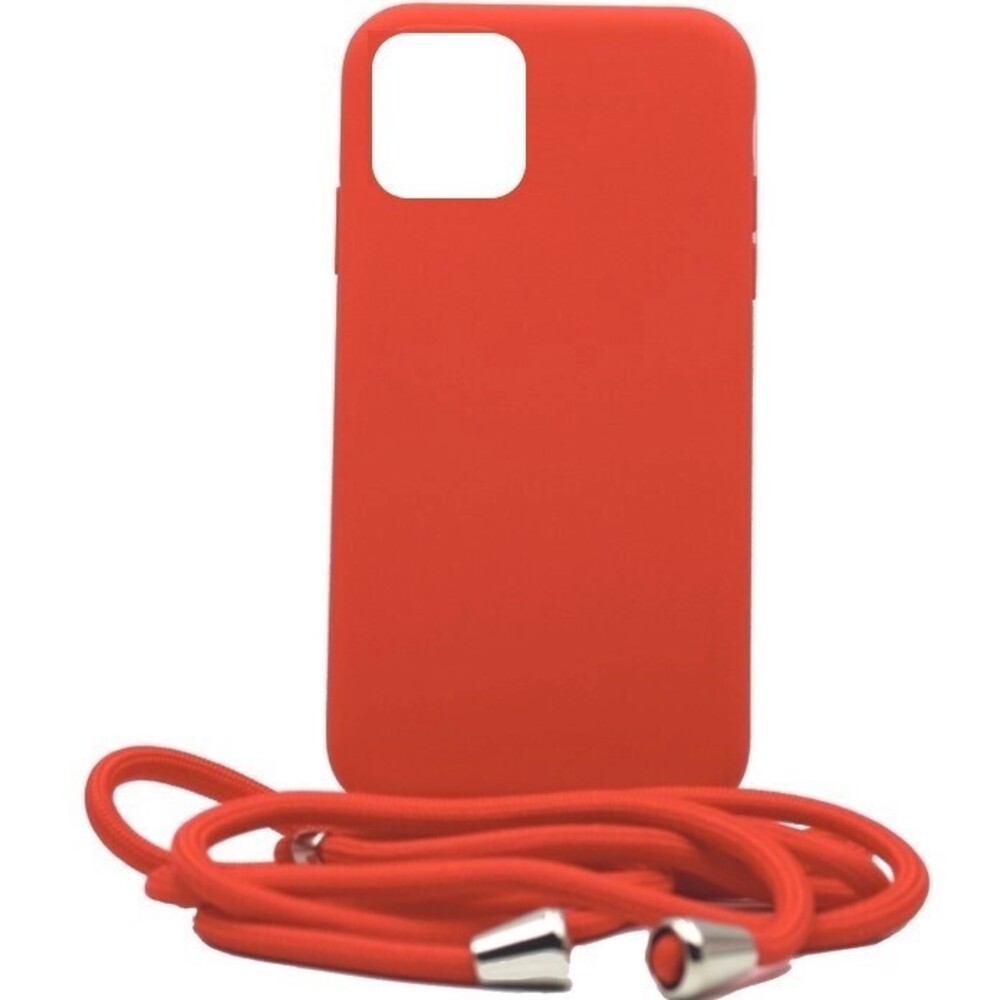 Forcell iPhone 14 Soft Touch Θήκη Σιλικόνης με Λουράκι - Red