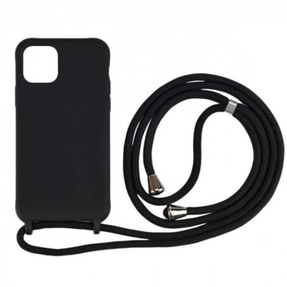 Forcell iPhone 14 Soft Touch Θήκη Σιλικόνης με Λουράκι - Black