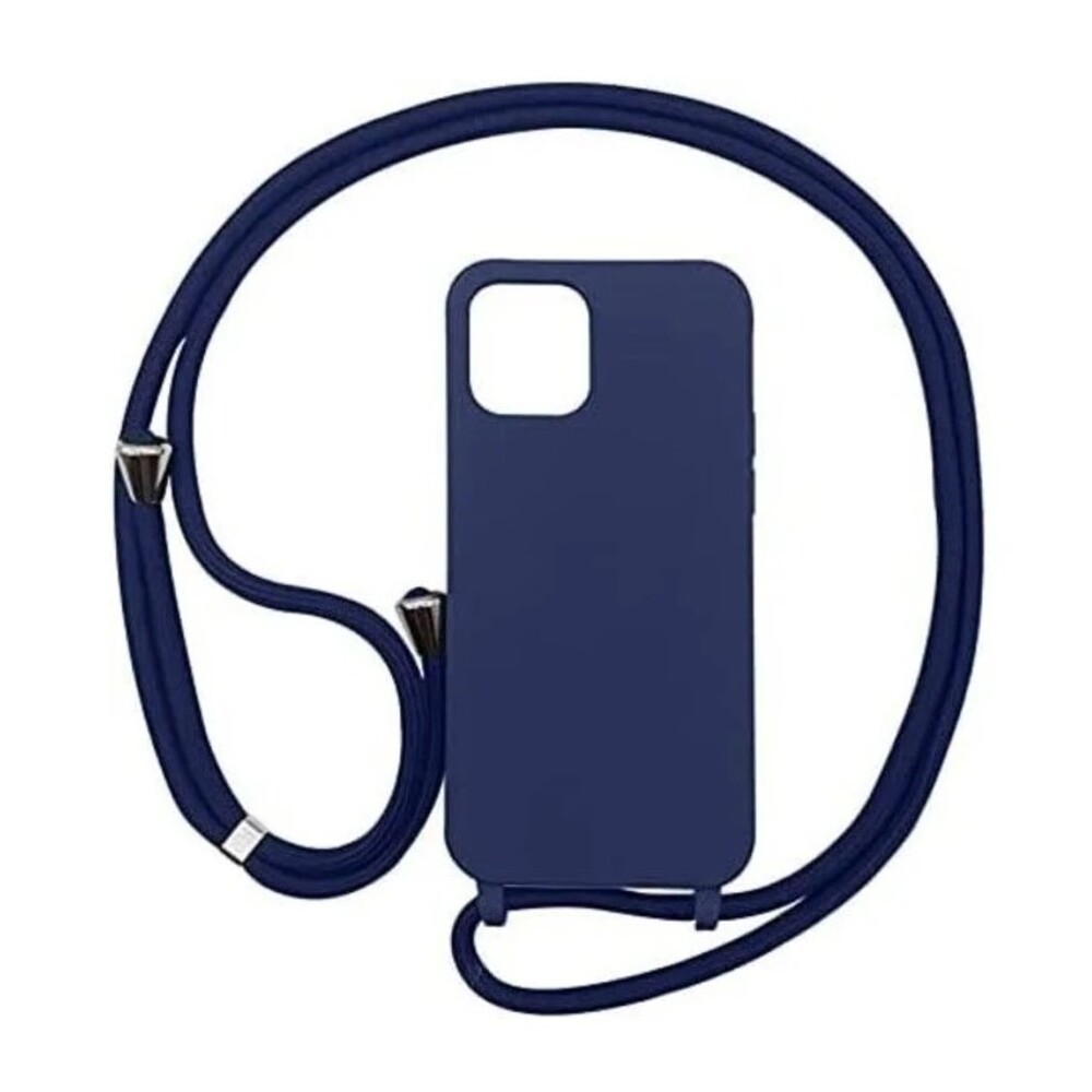 Forcell iPhone 13 Pro Soft Touch Θήκη Σιλικόνης Με Λουράκι - Navy