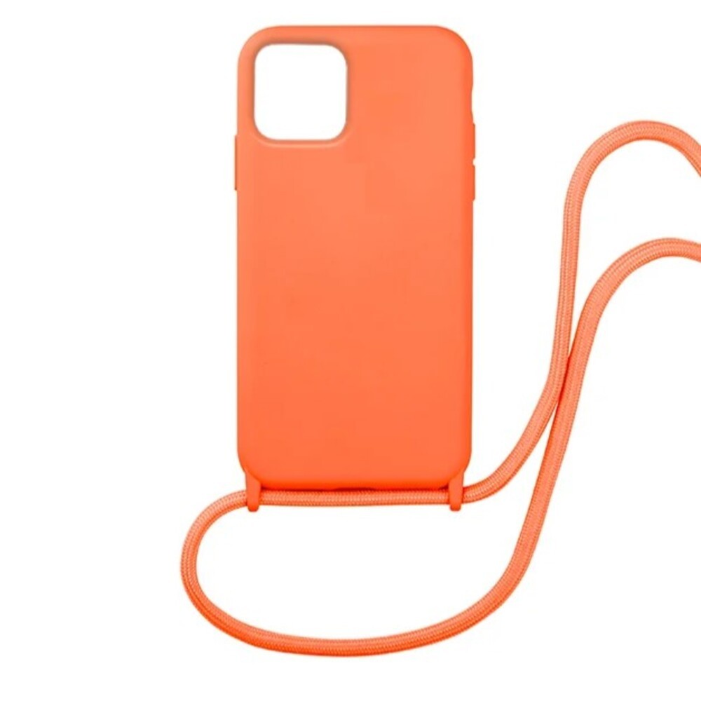 Forcell iPhone 13 Pro Soft Touch Θήκη Σιλικόνης Με Λουράκι - Orange